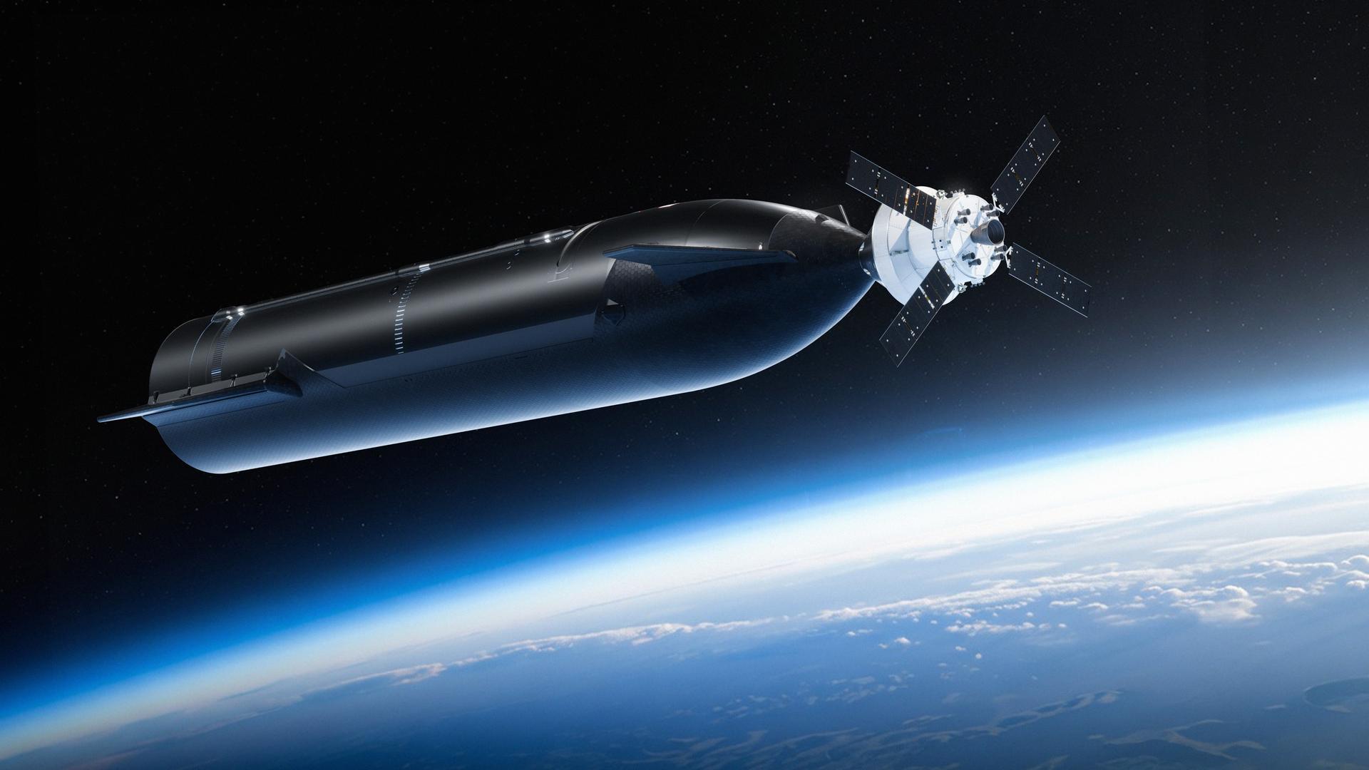 These artist’s concepts depict NASA’s Orion spacecraft and SpaceX’s Starship human landing system test article during rendezvous and docking operations as part of NASA’s upcoming Artemis III demonstration mission in low Earth orbit. NASA is working with two American companies to develop the human landing systems that will safely transport astronauts from lunar orbit to the Moon’s surface and back for future Artemis missions. For Artemis III, both SpaceX and Blue Origin will fly test versions, or test articles, of the crewed landers that will be used for future Moon landings. The lander test articles will launch by commercial rockets, while the Artemis III crew will launch to low Earth orbit in Orion atop the agency’s SLS (Space Launch System) rocket.